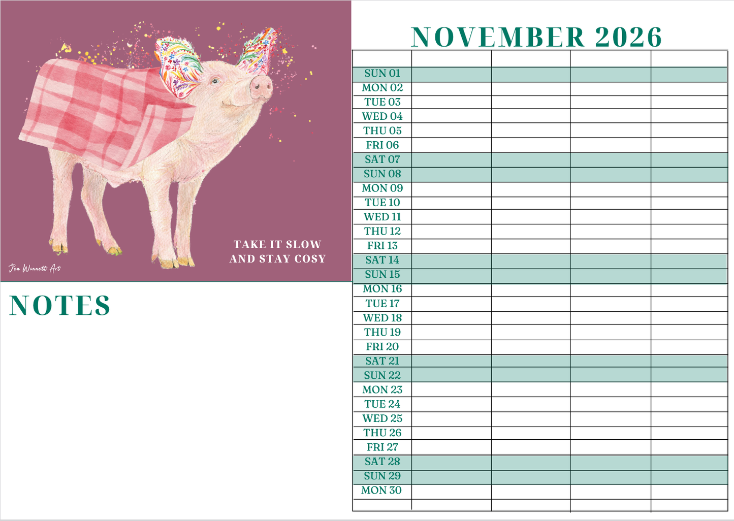2026 A3 Animal Family Wall Calendar | UK Made Best seller