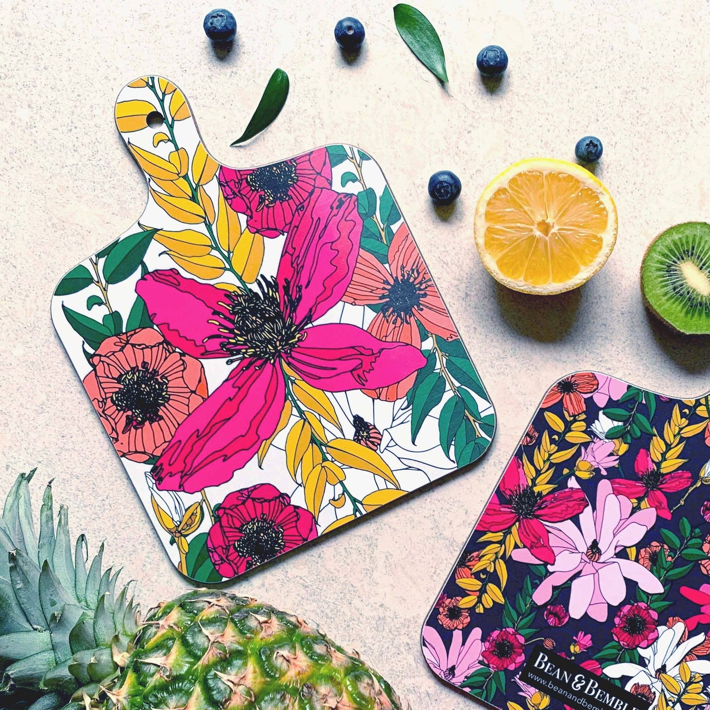 Cheese Board Double Sided Melamine Mini Vivid Garden Blooms Floral