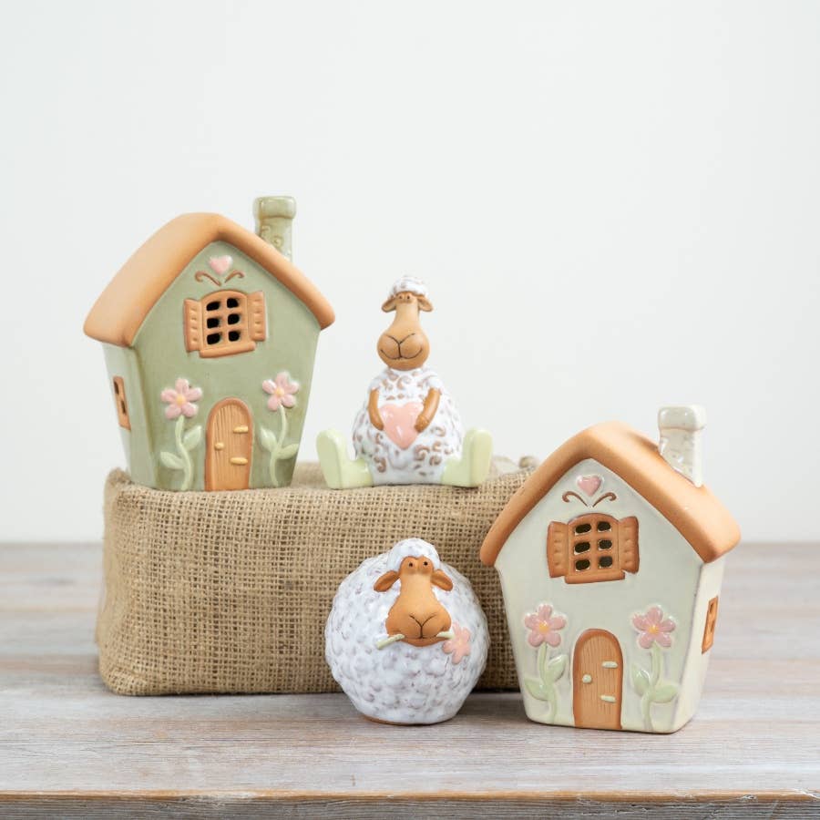 Pastel Green Fairy House T Light Holder, 13.7cm