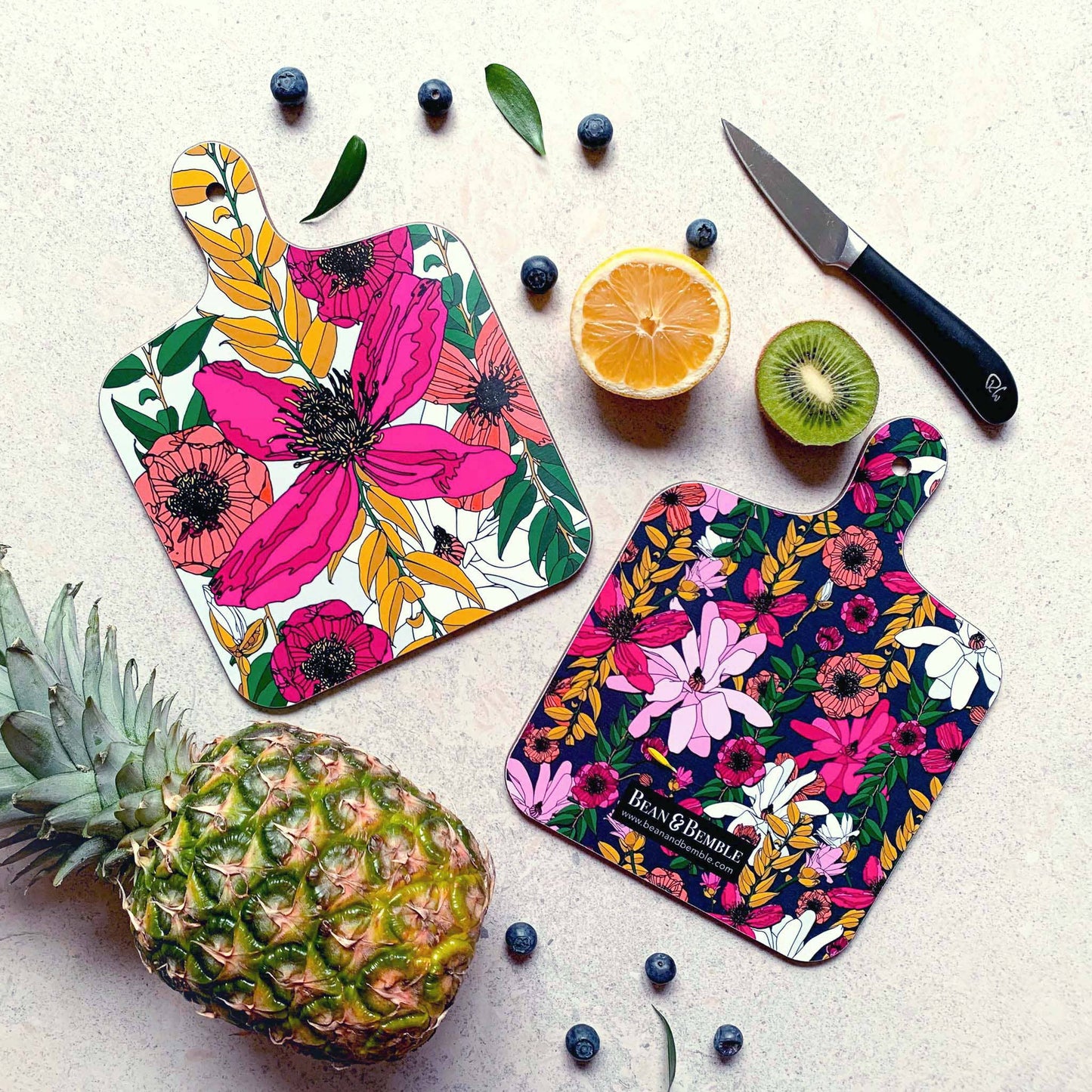 Cheese Board Double Sided Melamine Mini Vivid Garden Blooms Floral