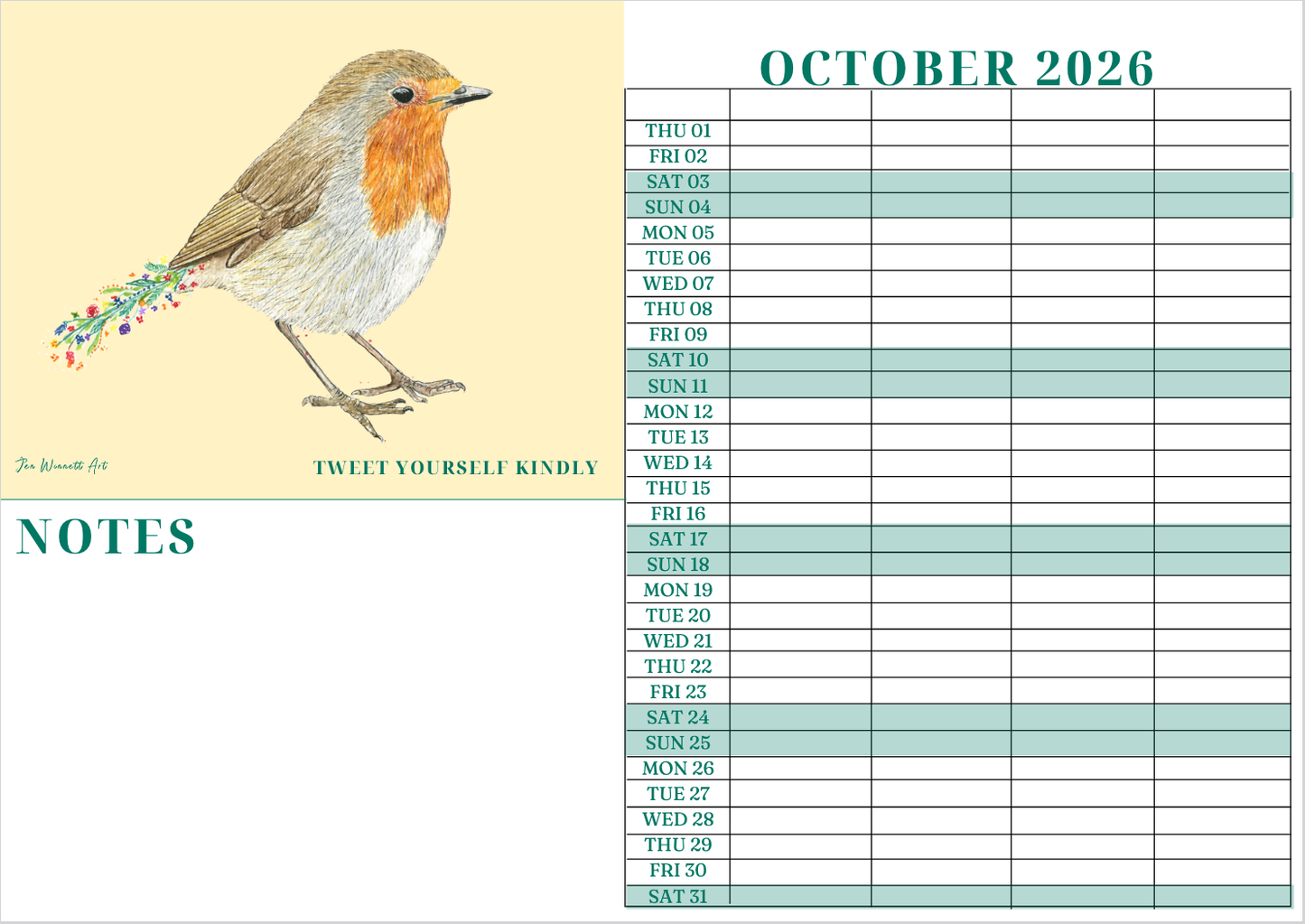 2026 A3 Animal Family Wall Calendar | UK Made Best seller
