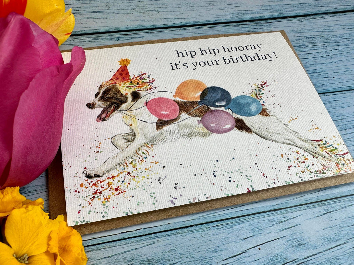 Birthday Spaniel | Eco Friendly Card Cute Colourful Dog: NAKED