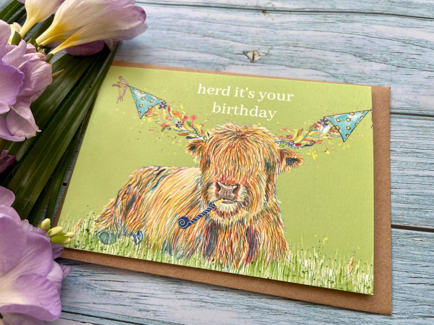 Herd it's your birthday | Highland Cow Card Birthday Funny: NAKED