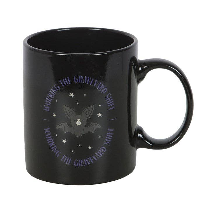 Graveyard Shift Halloween Bat Mug