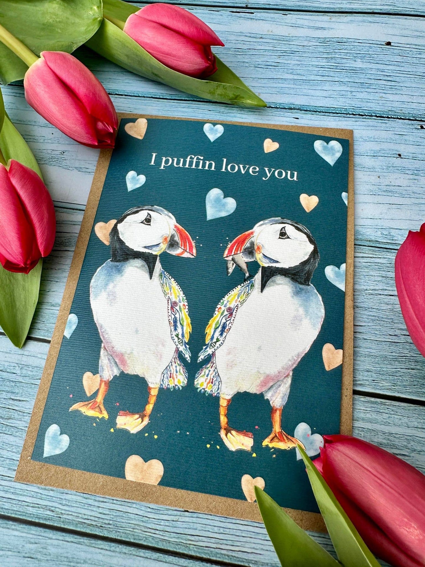 I Puffin Love You | Eco Friendly Card Cute Colourful: NAKED
