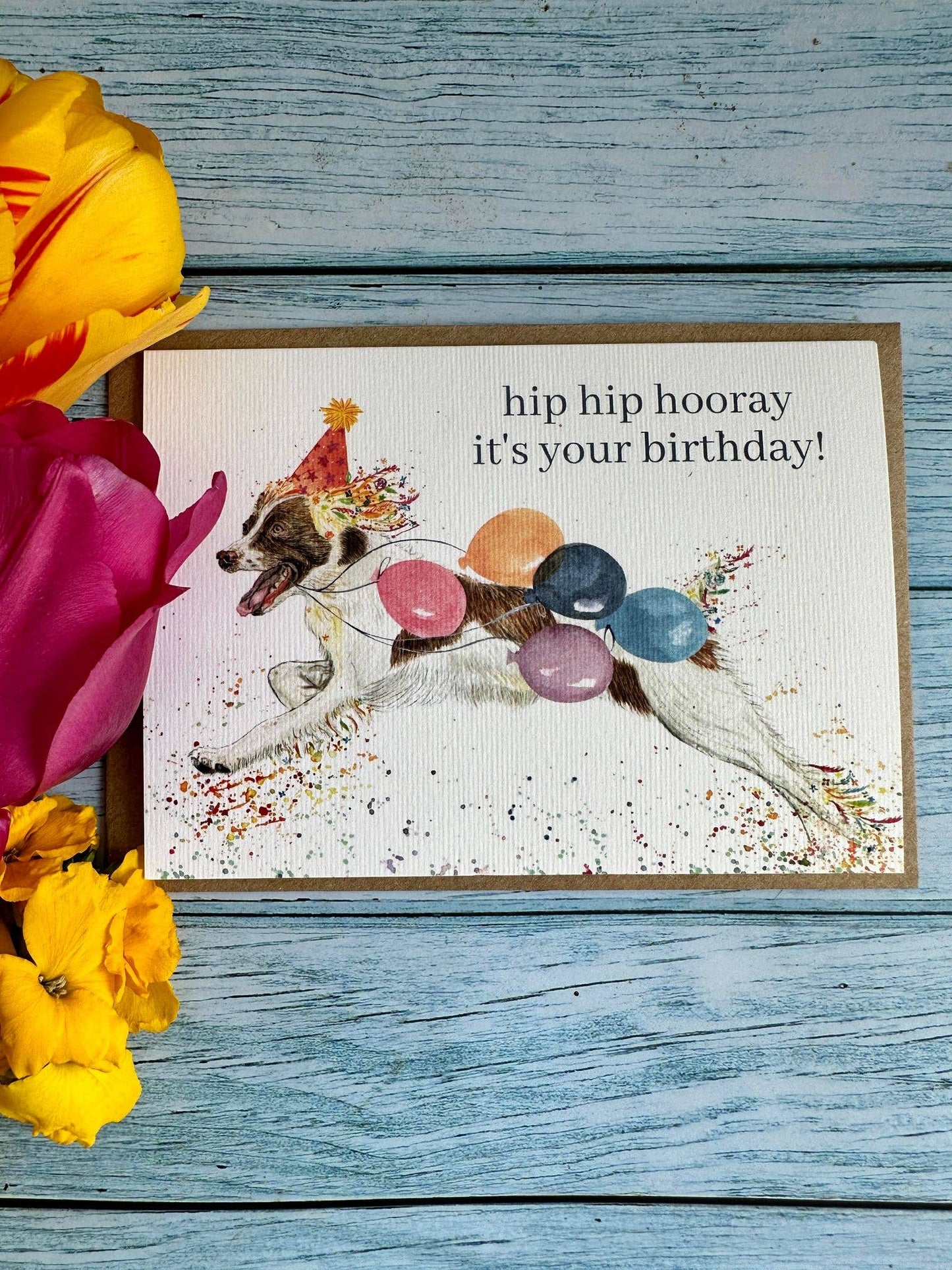 Birthday Spaniel | Eco Friendly Card Cute Colourful Dog: NAKED