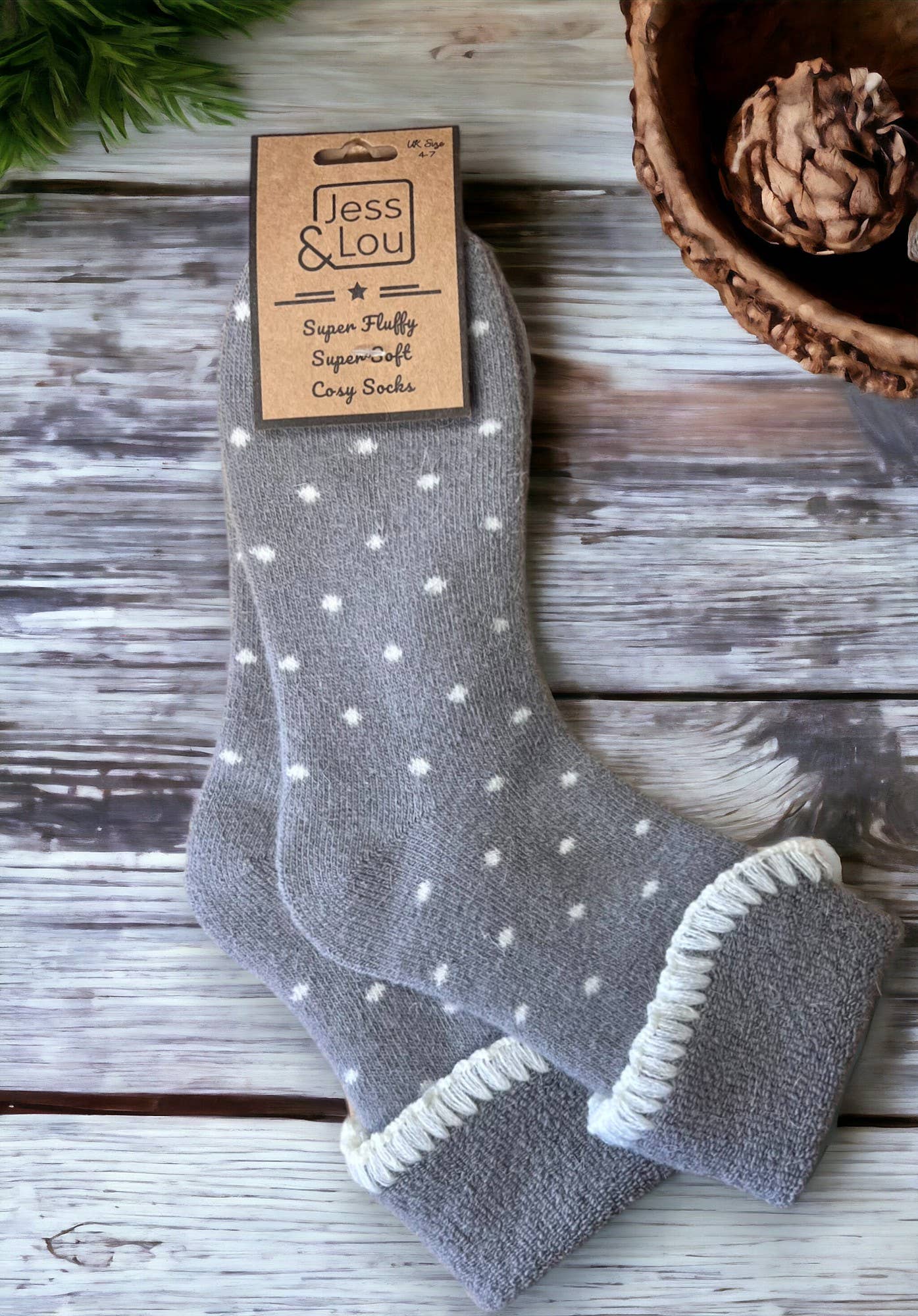 Super Cosy Dotty Cuff Socks : Pink
