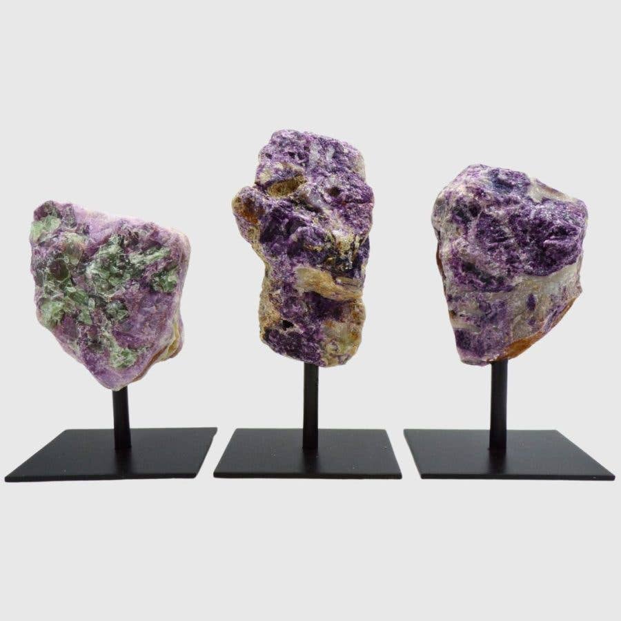 Raw Fluorite on Metal Stand - Approx 140 mm X 70 mm