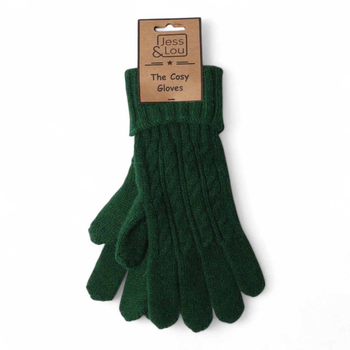 Green Cosy Cable Knit Gloves GL212