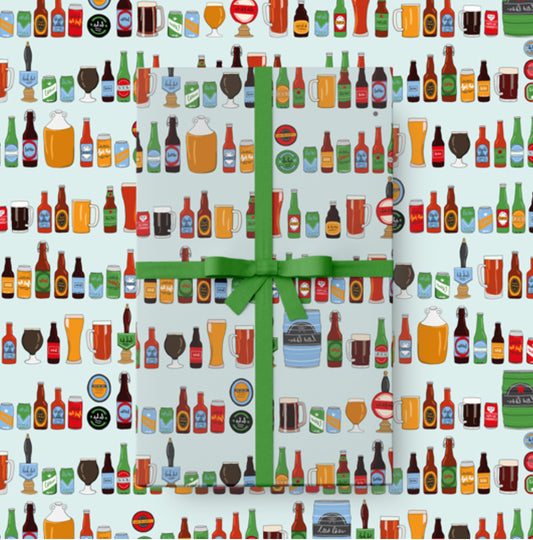 Beer Bottles Wrapping Paper Sheet