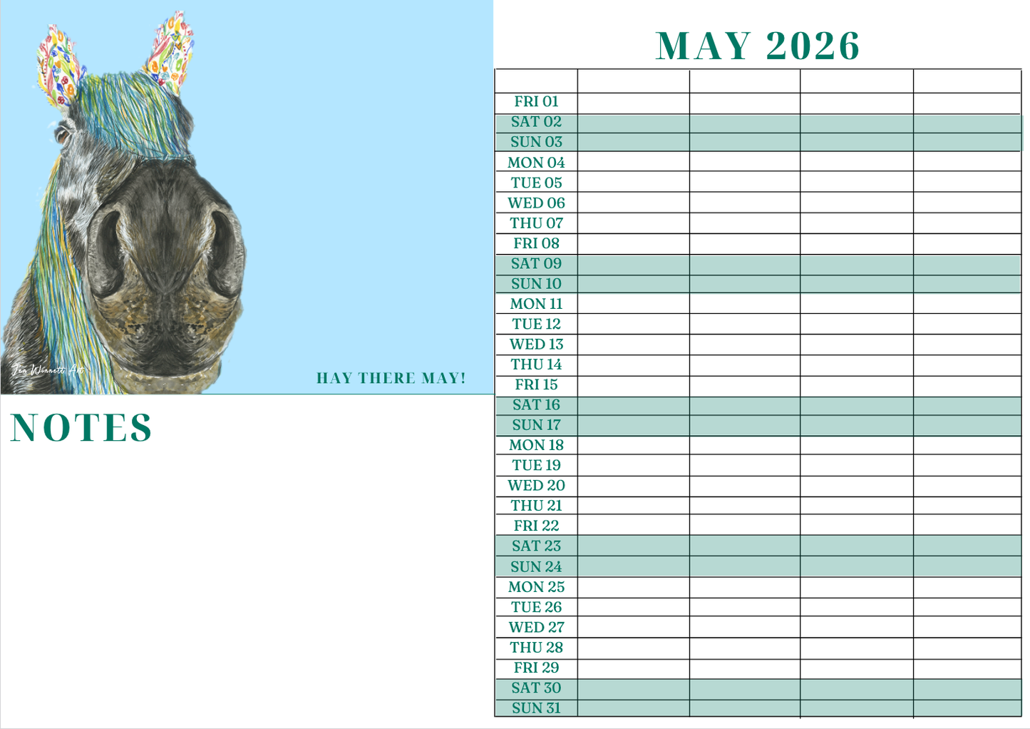 2026 A3 Animal Family Wall Calendar | UK Made Best seller