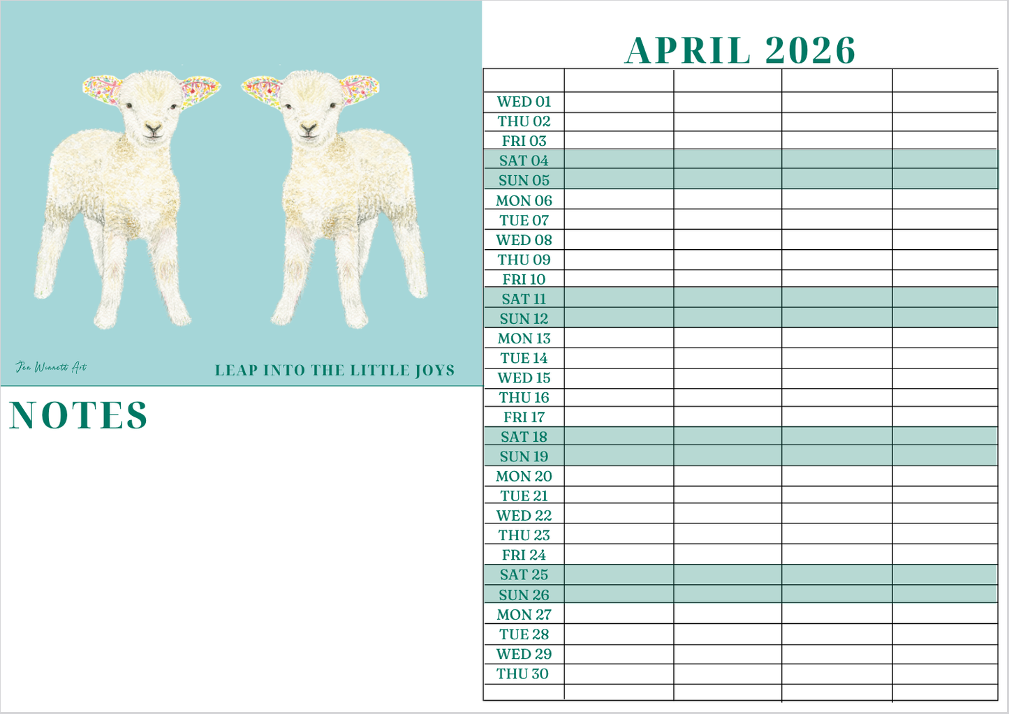 2026 A3 Animal Family Wall Calendar | UK Made Best seller