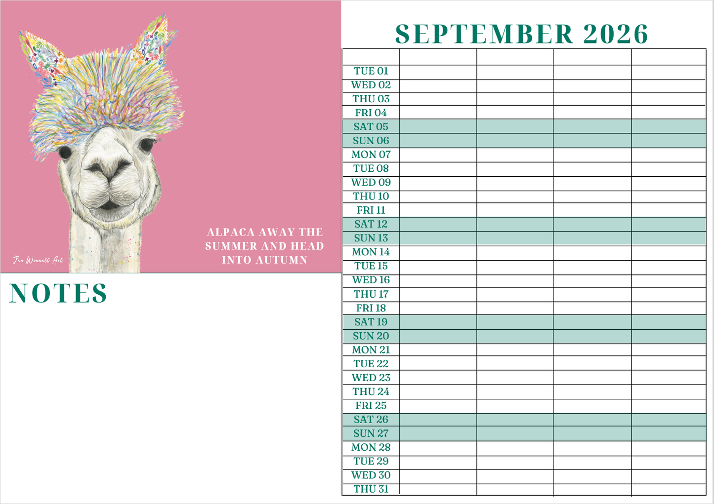 2026 A3 Animal Family Wall Calendar | UK Made Best seller