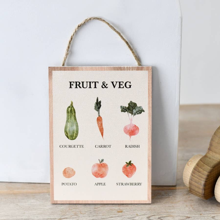 Fruit & Veg Wooden Frame Sign 15cm