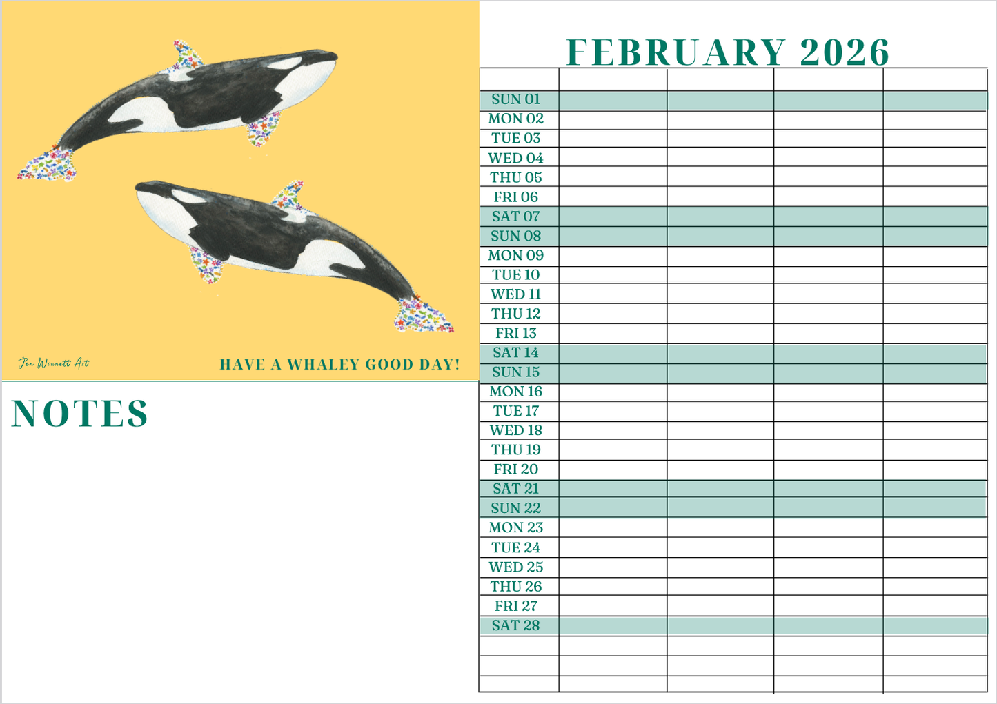 2026 A3 Animal Family Wall Calendar | UK Made Best seller