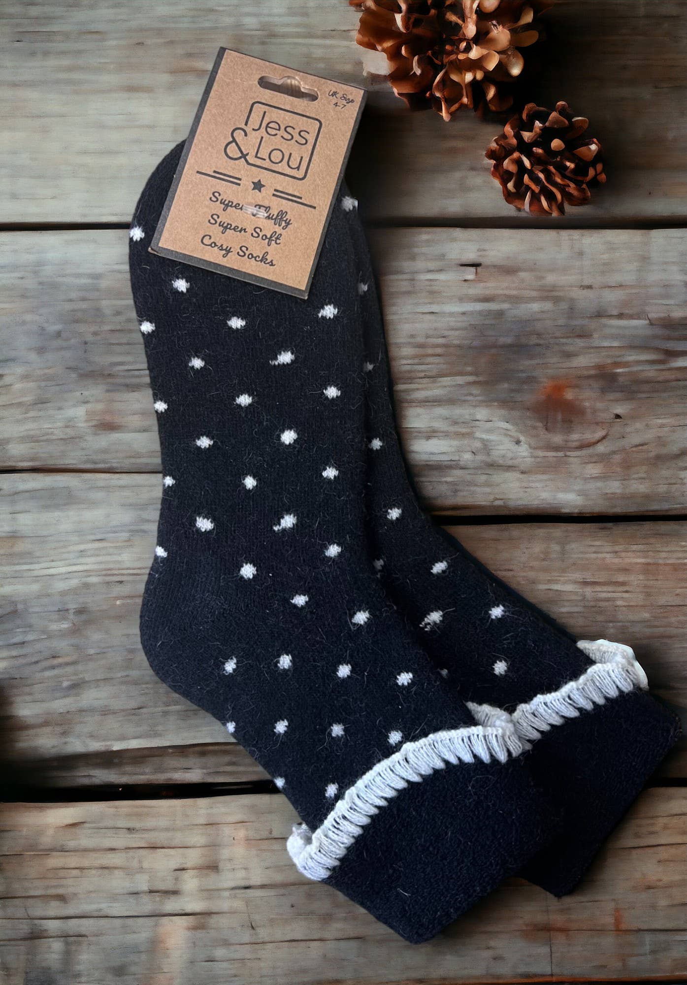 Super Cosy Dotty Cuff Socks : Pink