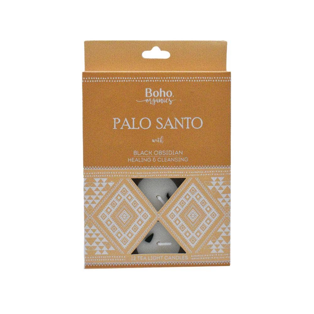 Boho Organics 12 Tea Light Candles Palo Santo 10g Each