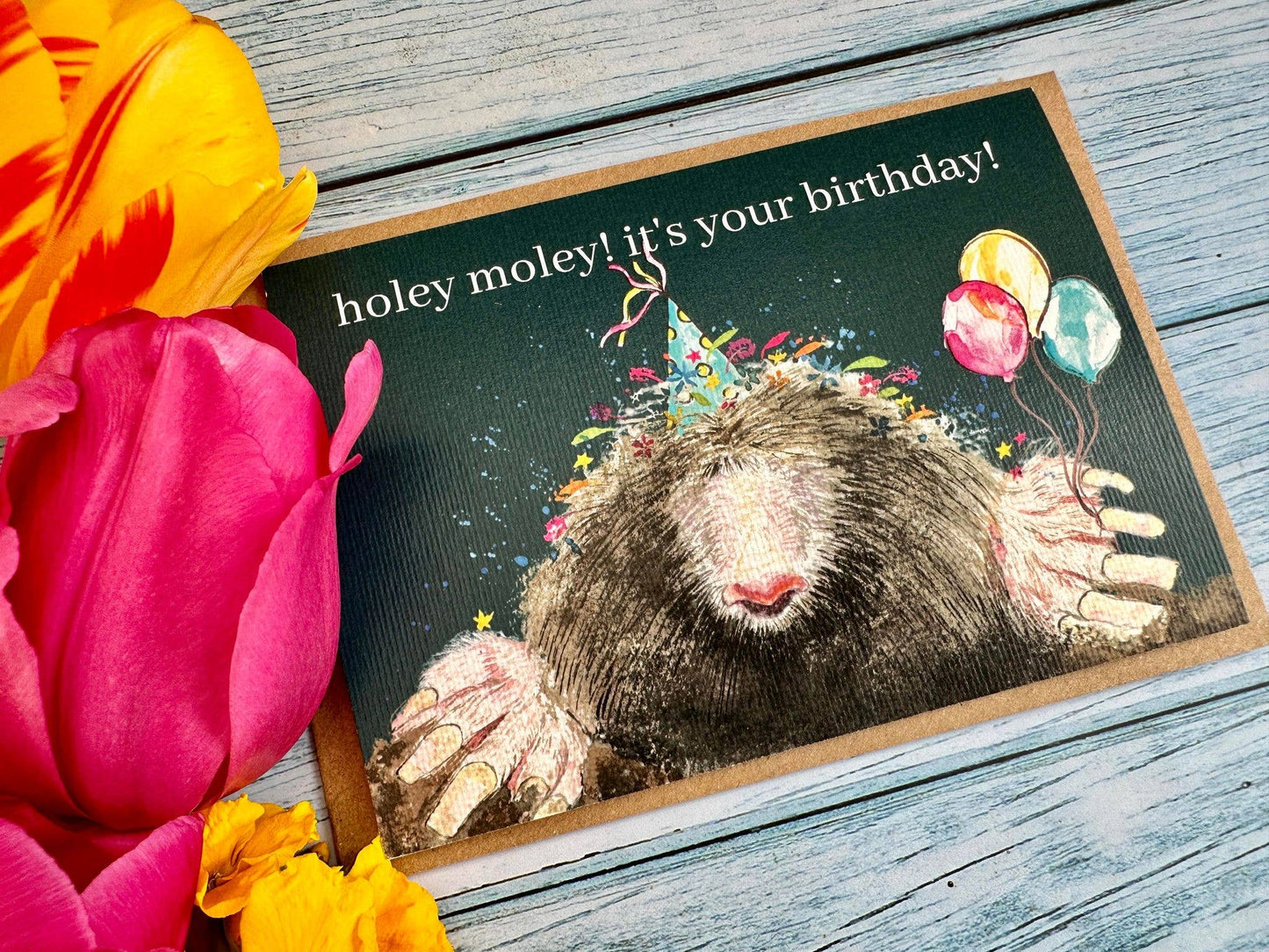 Holey Moley Mole Birthday | Eco Friendly Card Cute Colour: NAKED