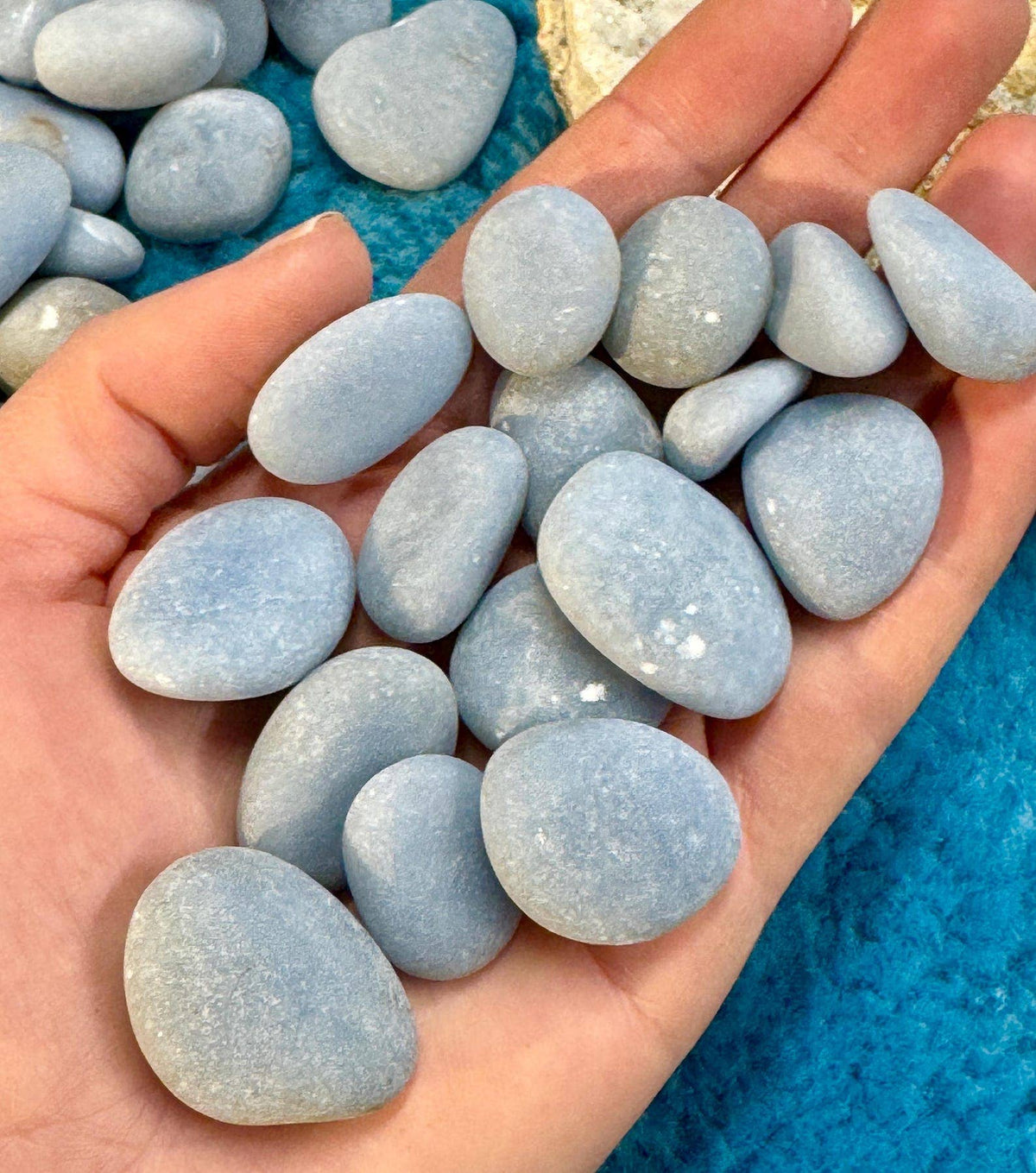Angelite tumbled stone 10-20mm blue angelite tumble gem elf