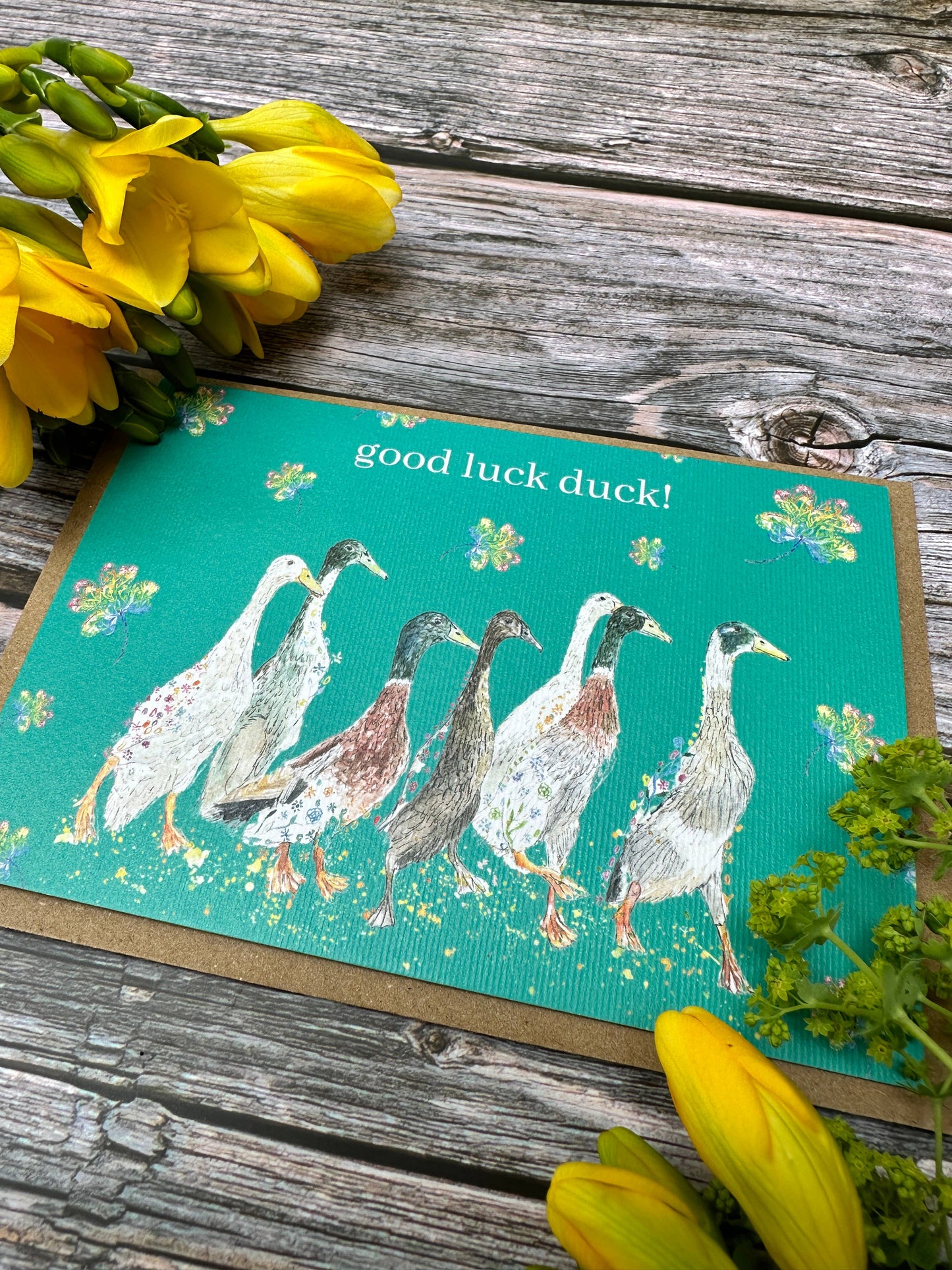 Good Luck Duck! Birthday Eco Friendly Card Colourful: NAKED