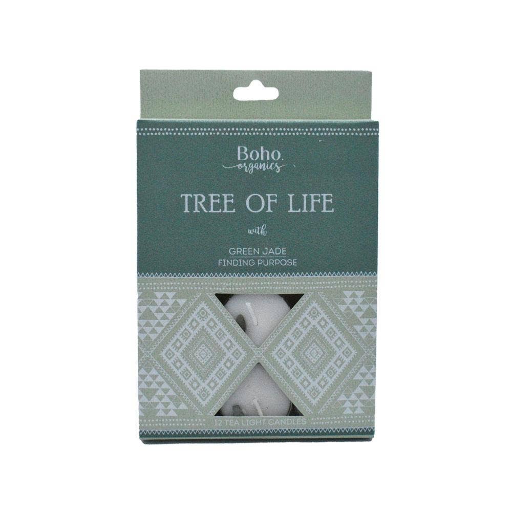 Boho Organics 12 Tea Light Candles Tree of Life 10g Each