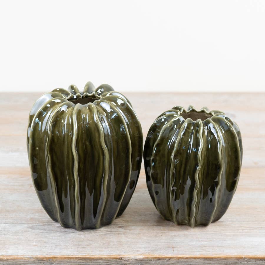 Olive Green Pod Vase, 18cm