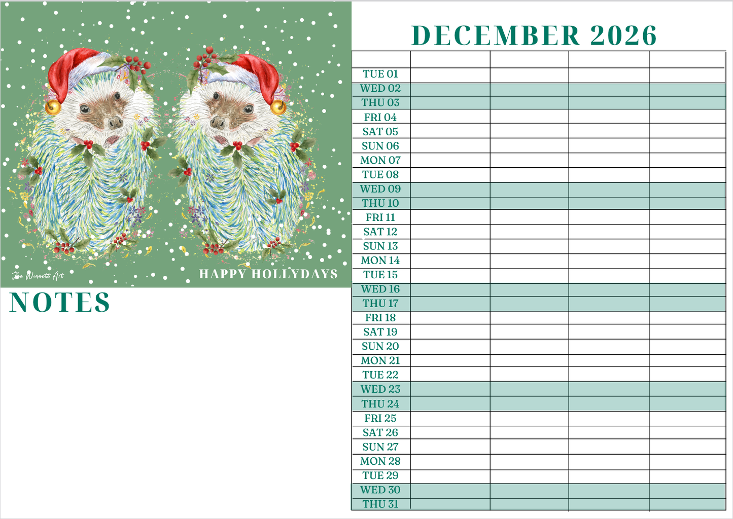 2026 A3 Animal Family Wall Calendar | UK Made Best seller