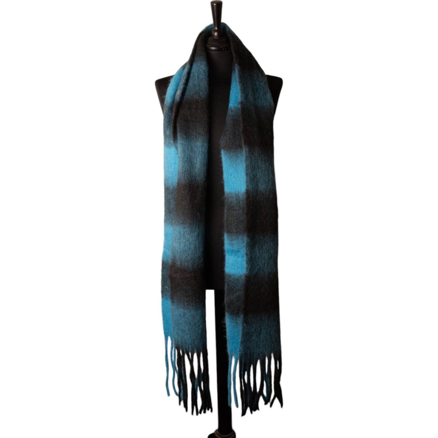 Blue & Black Checked Chunky Winter Scarf SW802