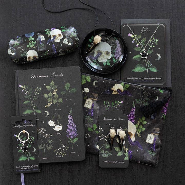Venom & Vines Gothic Skull Print Makeup Bag