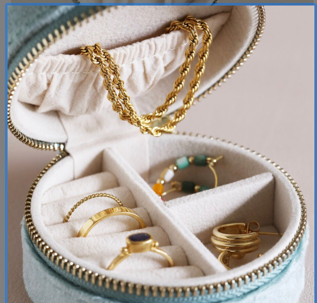 Mint Green Velvet Jewellery Case
