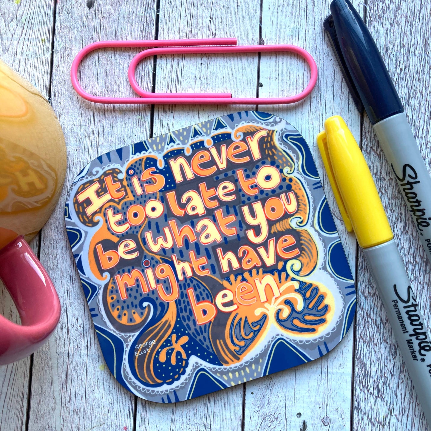 It’s Never too Late Quote Coaster, Motivational Quotes.