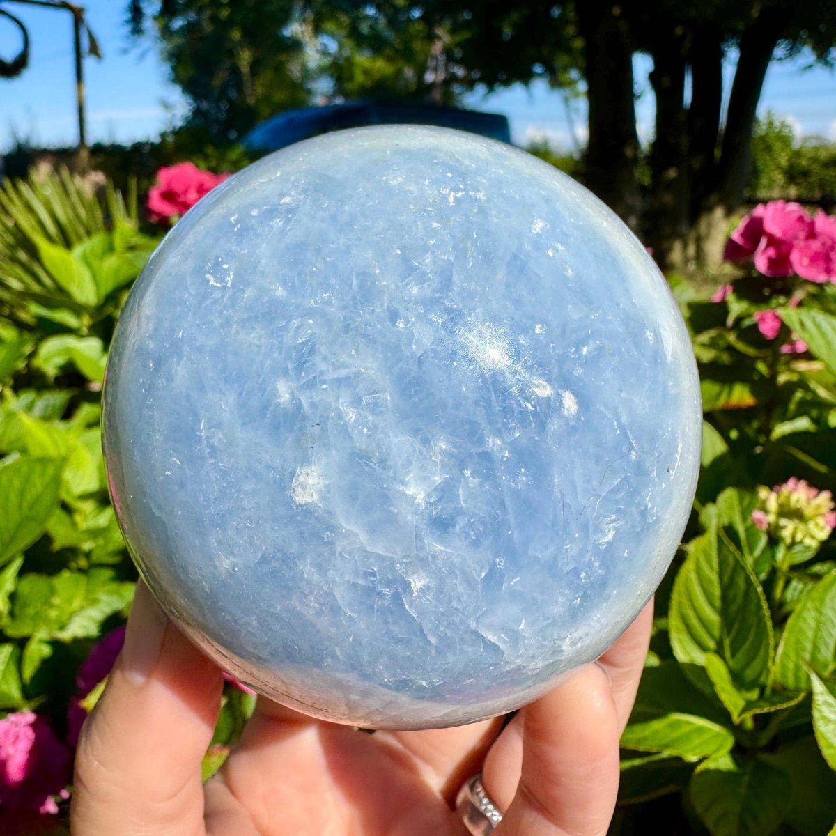 Blue calcite sphere 5-8cm gemstone ball blue crystal orb Elf: 7+cm
