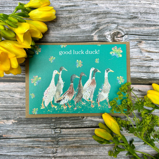 Good Luck Duck! Birthday Eco Friendly Card Colourful: NAKED