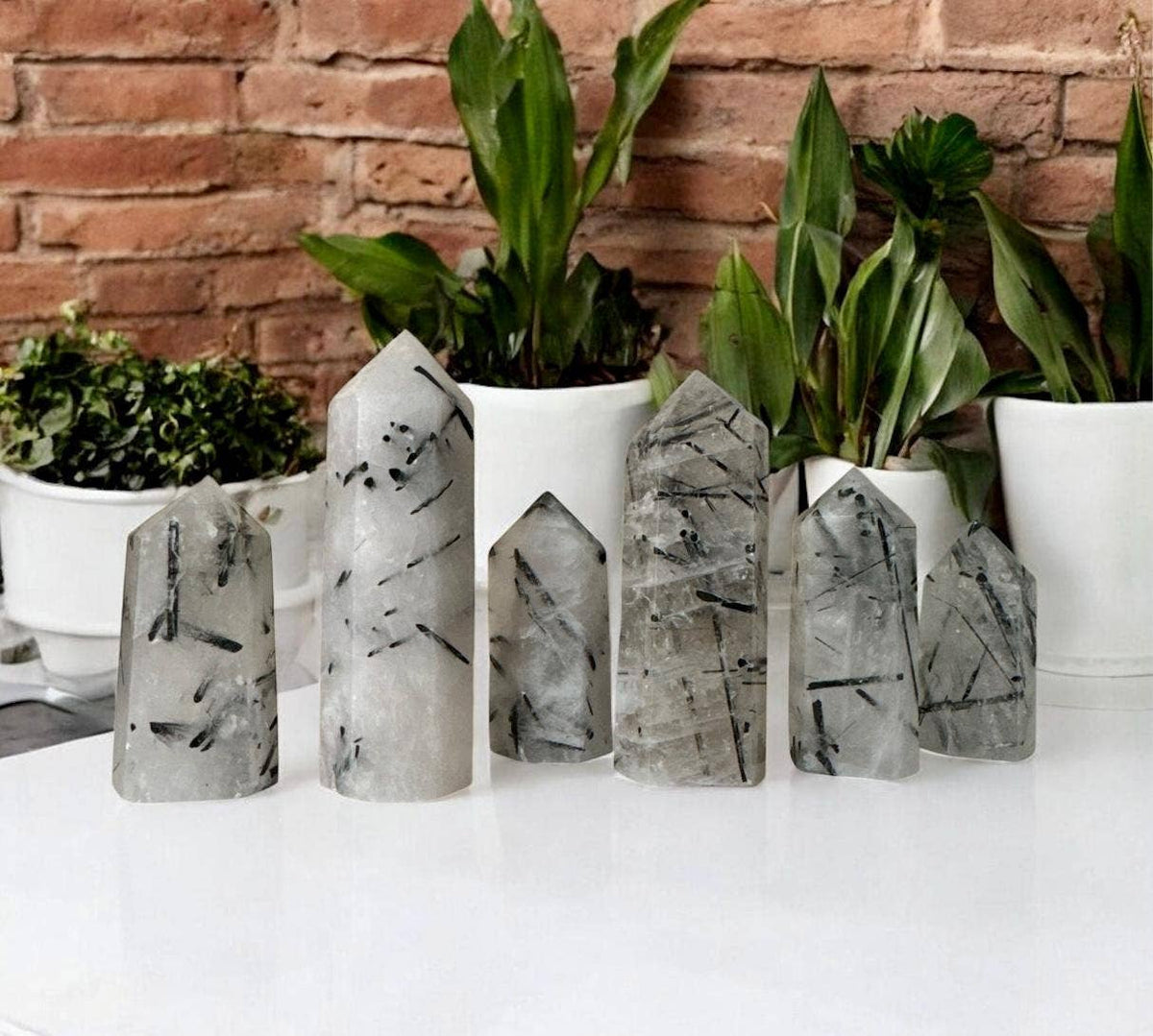 Tourmalinated Quartz Tower with Black Tourmaline: Product Only