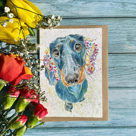 Dachshund | Eco Friendly Card Colourful Greetings Dog  Blank: NAKED