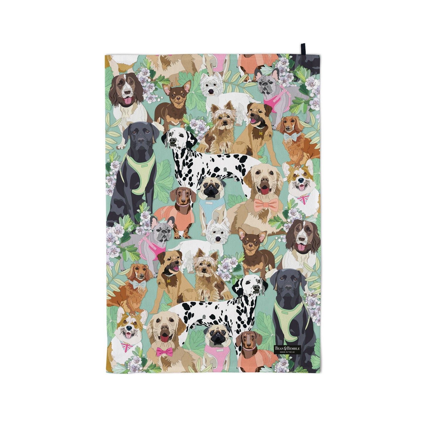 Tea Towel - UK Made - Dog Puppy Animal Pets - Organic Cotton
