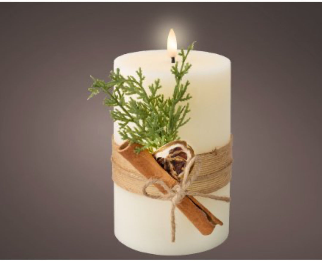 LED Wick candle wax with festive decoration