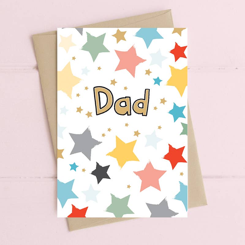 Dad (With Pretty Star Pattern) - Greetings Card