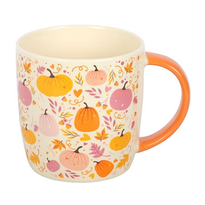 Pink and Orange Pumpkin Print Autumn Mug