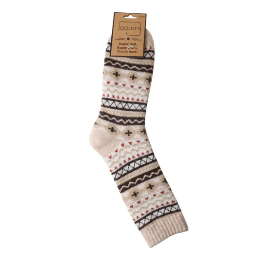 Oatmeal Nordic Cosy Men's Socks JS1303