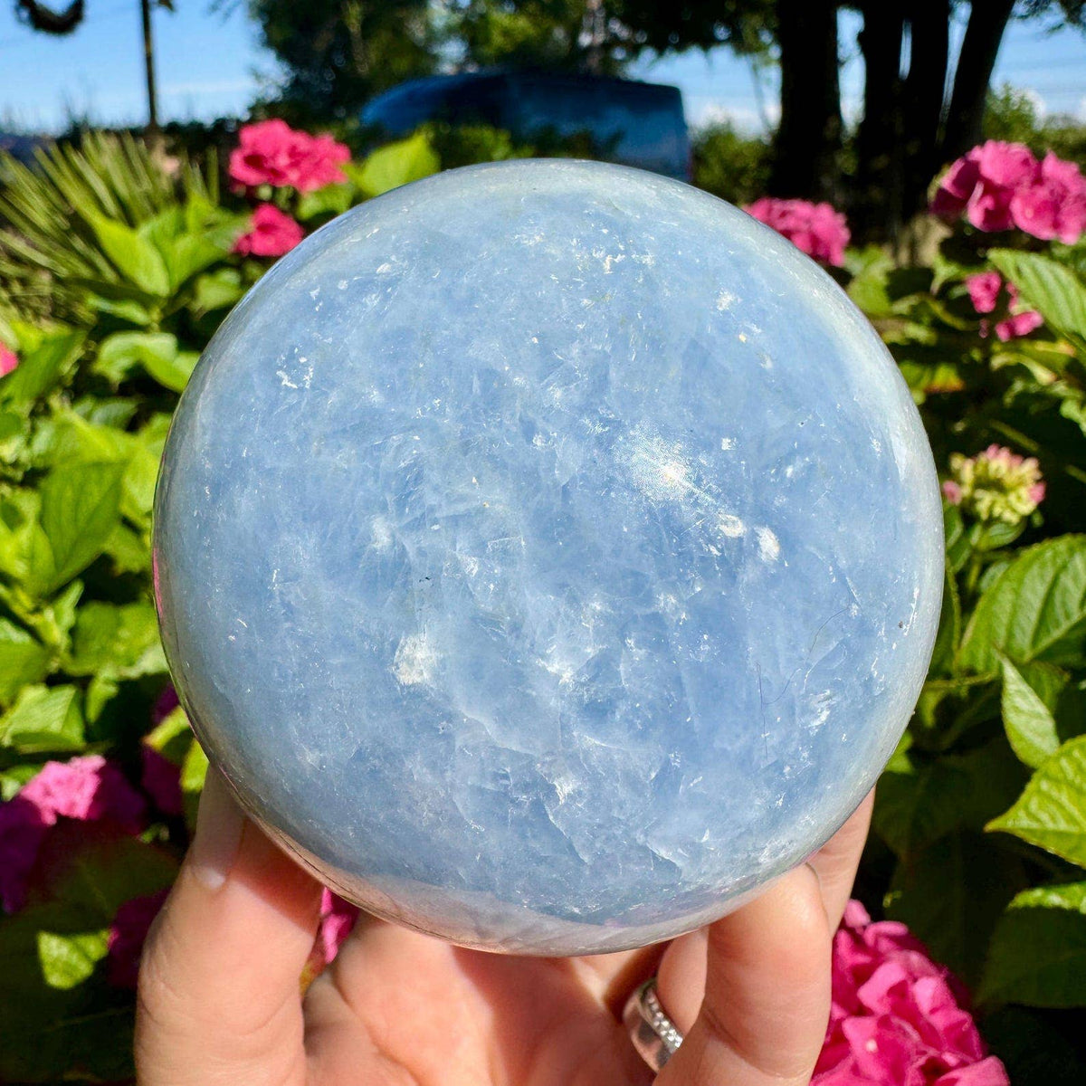 Blue calcite sphere 5-8cm gemstone ball blue crystal orb Elf: 7+cm