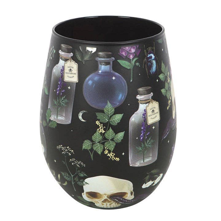 Venom & Vines Gothic Skull Print Stemless Glass