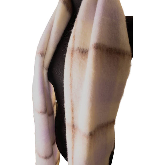 Lilac & White Checked Chunky Winter Scarf SW782