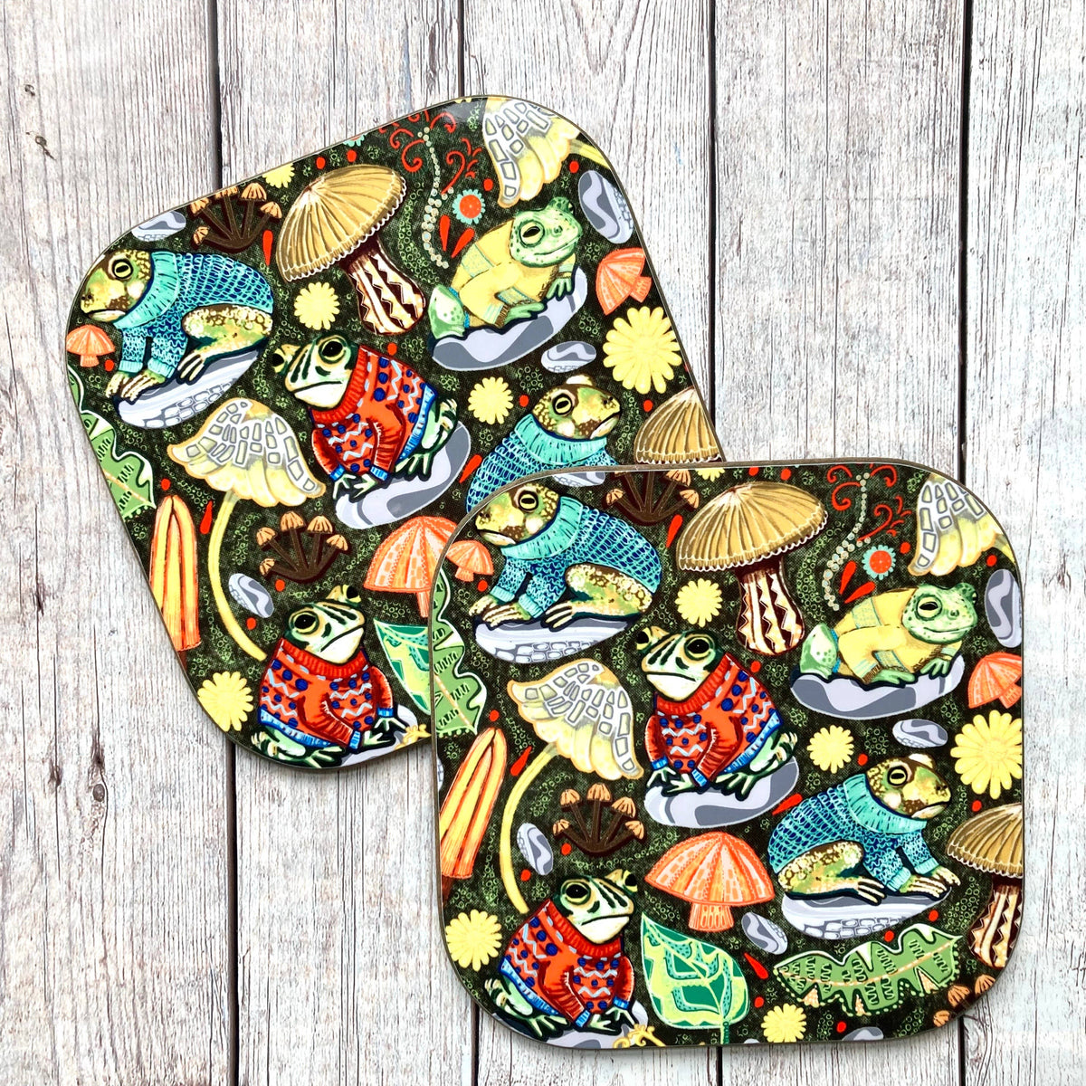 Toads In Jumpers Coaster, Toad Pattern, Frog Coaster.