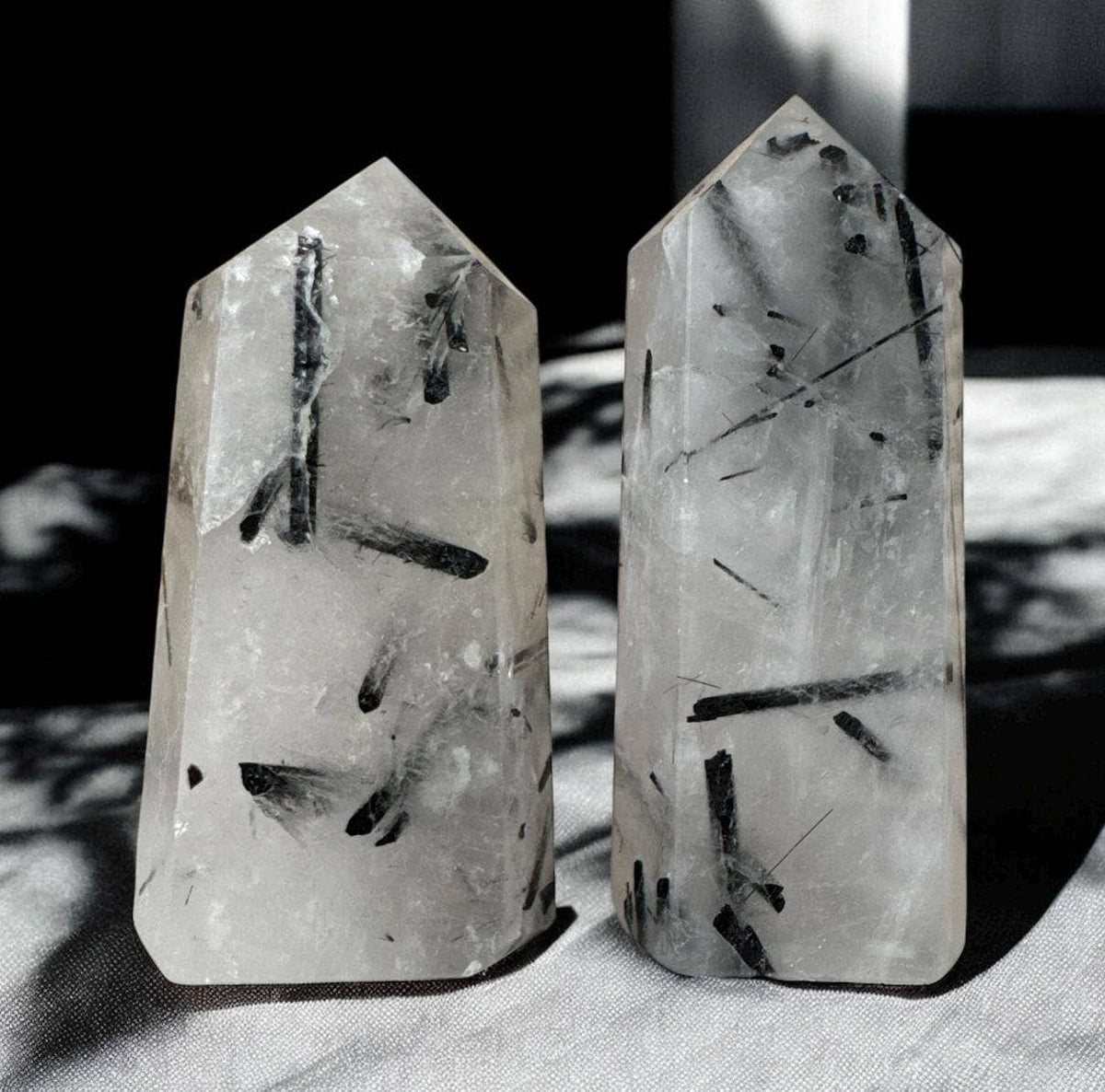 Tourmalinated Quartz Tower with Black Tourmaline: Product Only