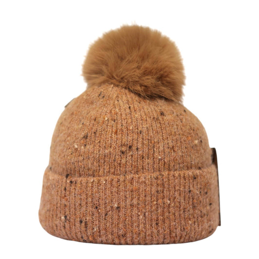 Camel Speckle Rib Bobble Hat HL943