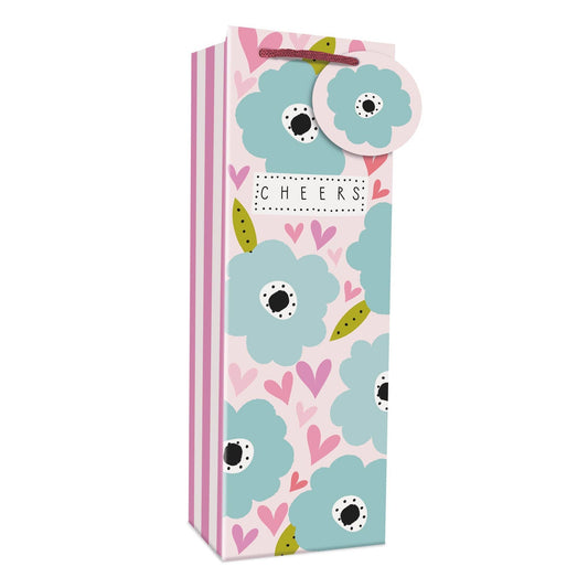 Hearts & Flowers Bottle Giftbag