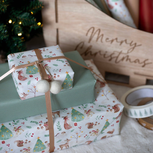 5m roll of Christmas Animal Recycled Wrapping Paper Festive