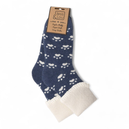 Paws Navy Super Cosy Cuff Socks SL400