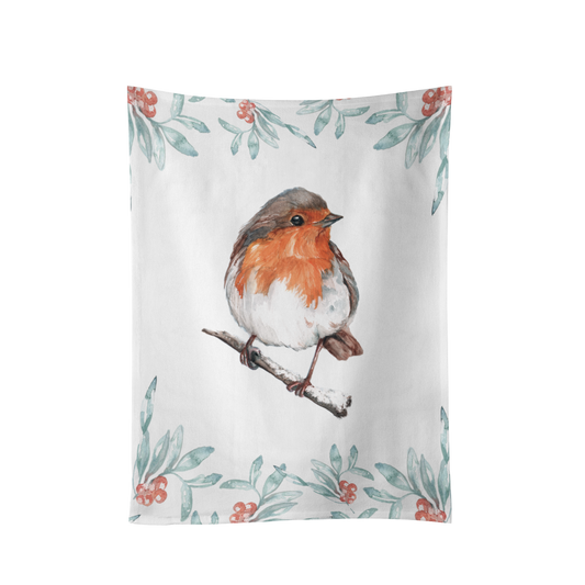 'The Hearth ' Robin Design Cotton Teatowel